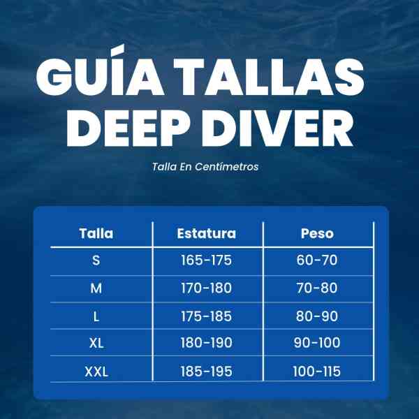 guia de tallas deep diver