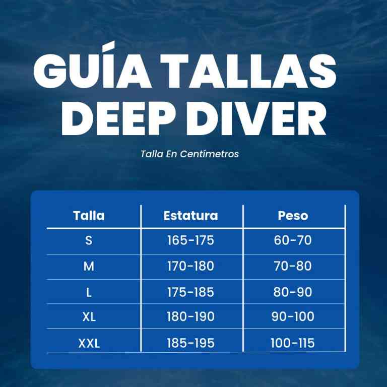 guia de tallas deep diver